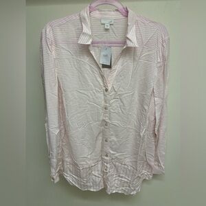 J.Jill Light Pink Striped Long Sleeve Blouse SZ L NWT
